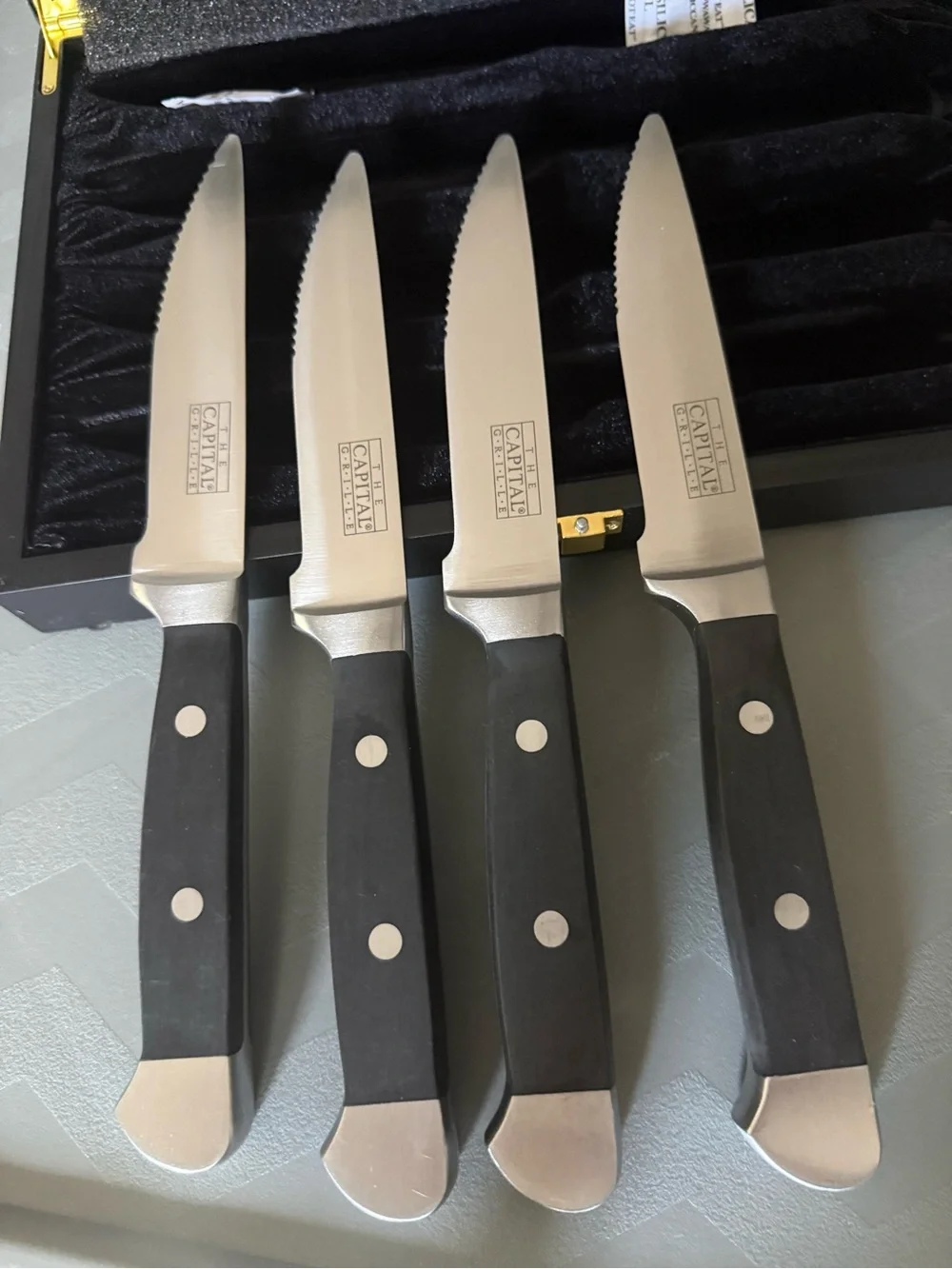 The Capital Grill Premium Black Handle Stainless Steel Steak Knife Set 4 Pieces